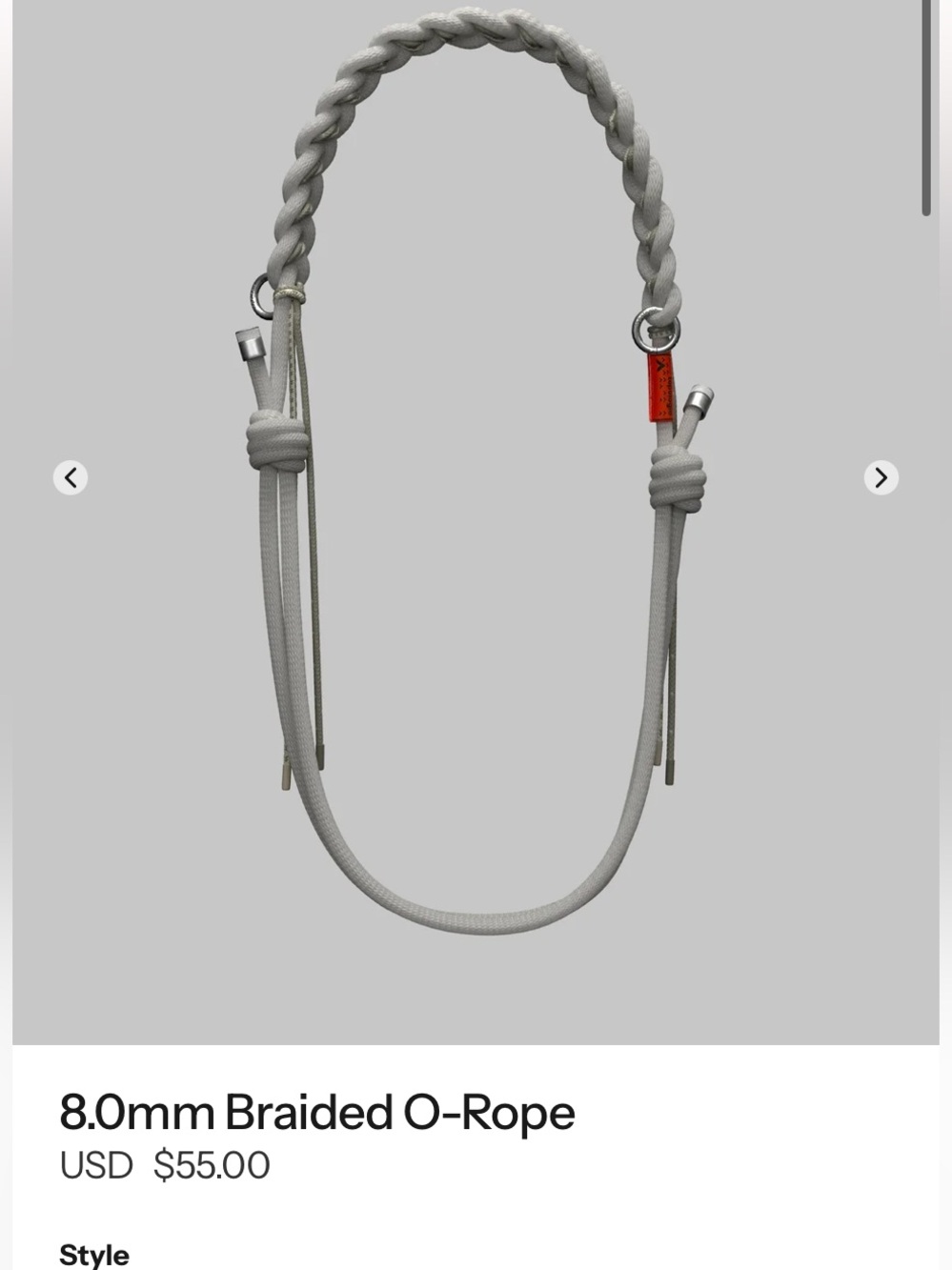 Topologie 8.0mm Braided O-Rope Adjustable Strap